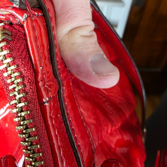 Coach Large Red Patent Leather Satchel/Tote - Picture 4 of 17